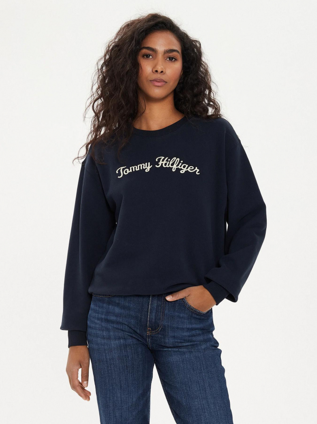 Sweat mordern script logo bleu marine femme - Tommy Hilfiger