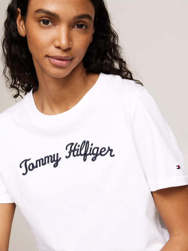 T-shirt reg script logo blanc femme - Tommy Hilfiger