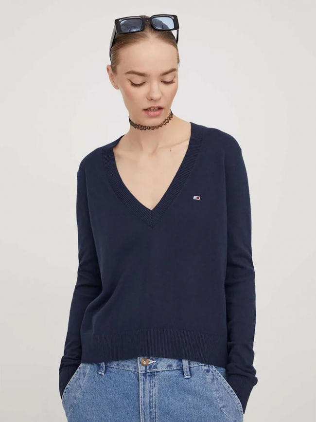 Pull col v essential bleu marine femme - Tommy Jeans