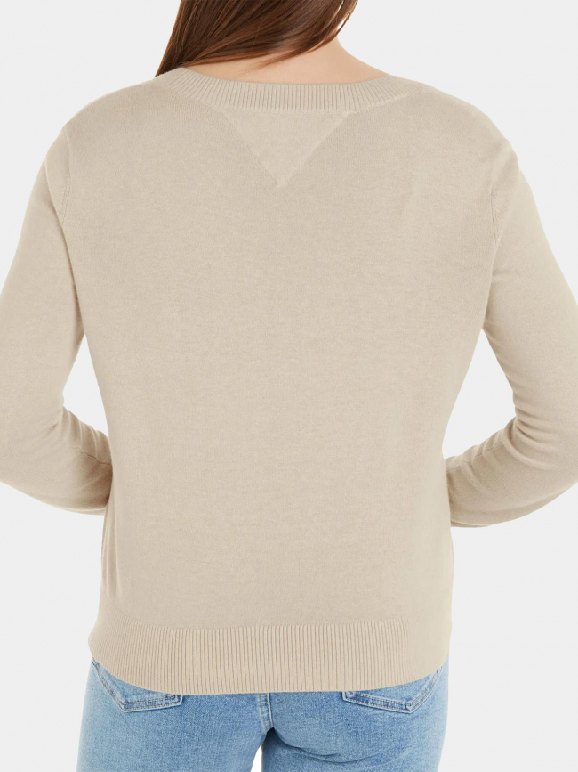 Pull col v essential beige femme - Tommy Jeans