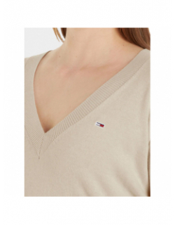 Pull col v essential beige femme - Tommy Jeans