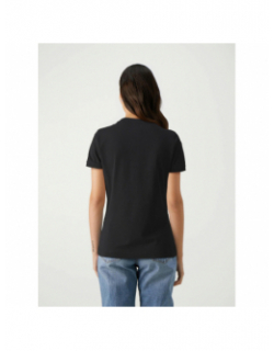 T-shirt logo triangle léopard noir femme - Guess