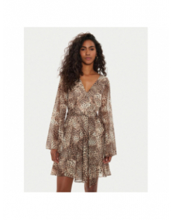 Robe mini léopard laila marron femme - Guess