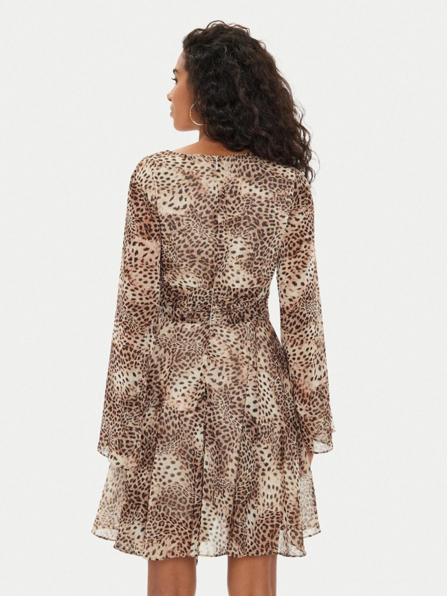 Robe mini léopard laila marron femme - Guess