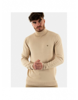 Pull col roulé fracas beige homme - Benson & Cherry