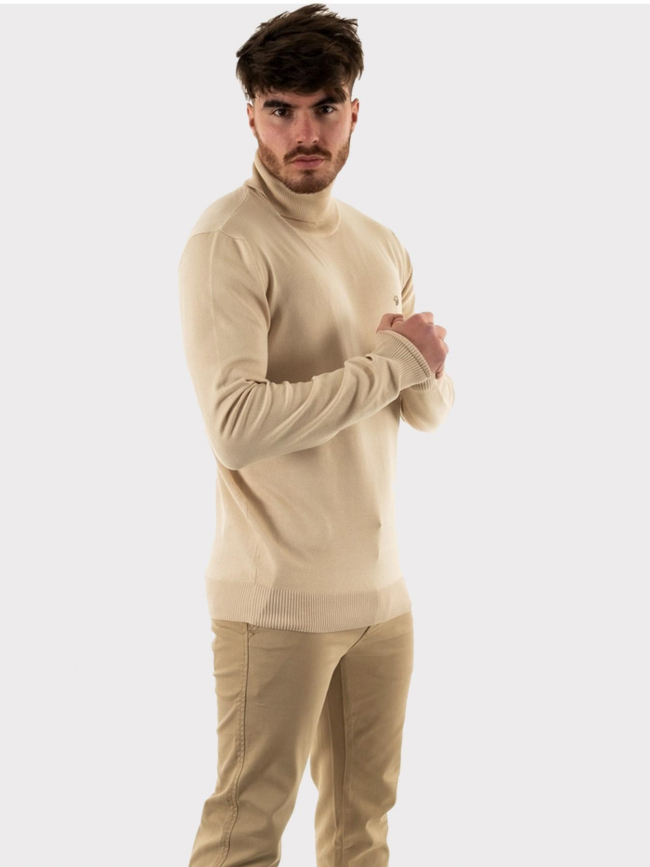 Pull col roulé fracas beige homme - Benson & Cherry