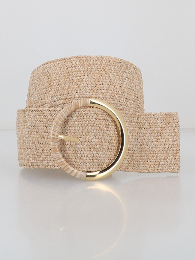 Ceinture en paille straw waist beige femme - Pieces