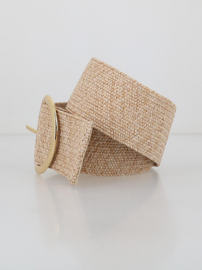 Ceinture en paille straw waist beige femme - Pieces