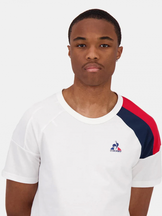 T-shirt épaule tricolore n4 blanc homme - Le Coq Sportif