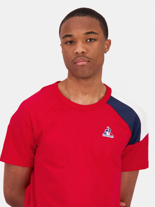 T-shirt épaule tricolore n4 rouge homme - Le Coq Sportif