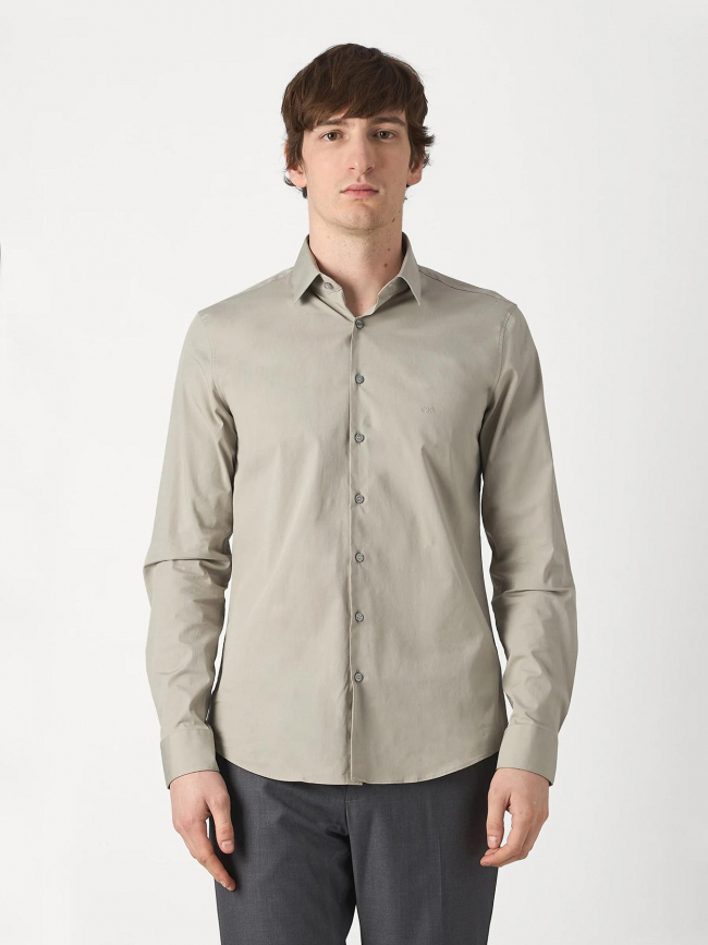 Chemise poplin stretch slim gris homme - Calvin Klein