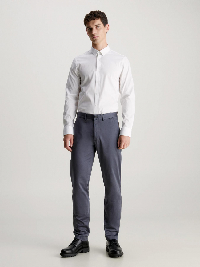 Pantalon satin stretch slim gris homme - Calvin Klein