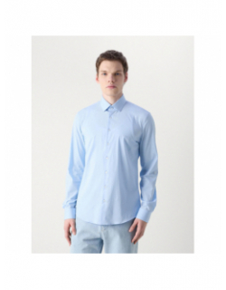 Chemise poplin stretch slim bleu homme - Calvin Klein