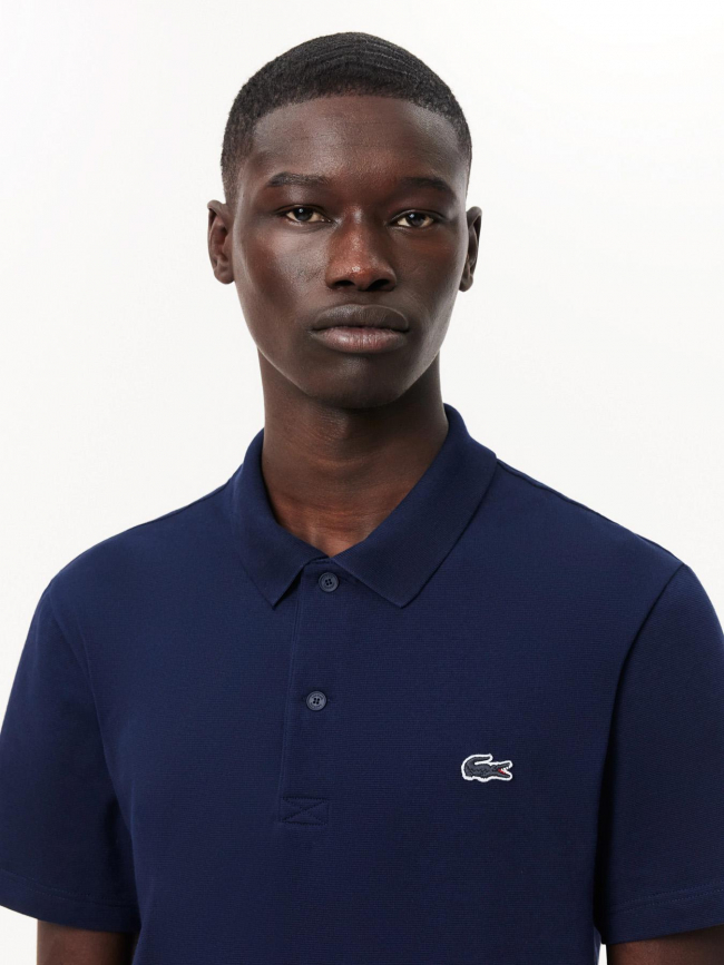 Polo uni regular logo bleu marine homme - Lacoste