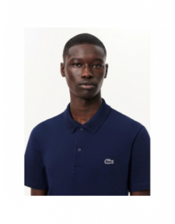 Polo uni regular logo bleu marine homme - Lacoste