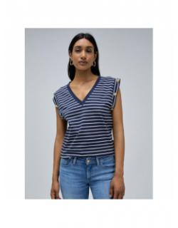 T-shirt mettalic sailor stripes bleu marine femme - Salsa