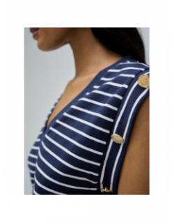 T-shirt mettalic sailor stripes bleu marine femme - Salsa