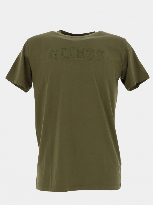 T-shirt stretch uni logo relief kaki garçon - Guess