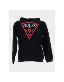 Sweat à capuche logo core bleu rouge garçon - Guess