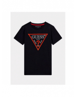 T-shirt logo brodé noir rouge garçon - Guess