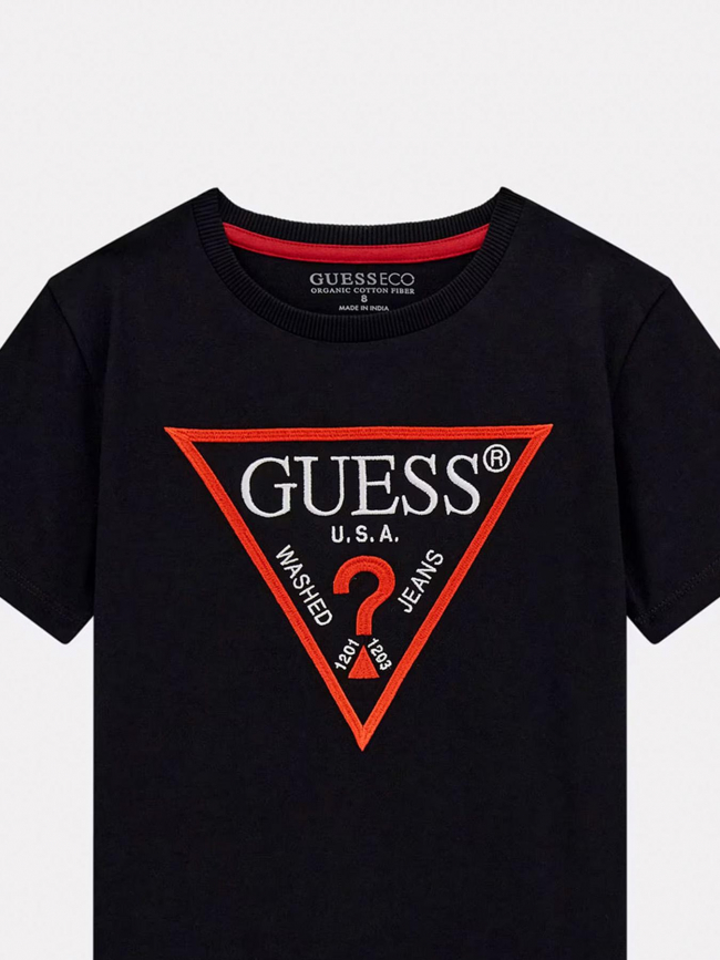 T-shirt logo brodé noir rouge garçon - Guess