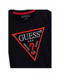 T-shirt logo brodé noir rouge garçon - Guess