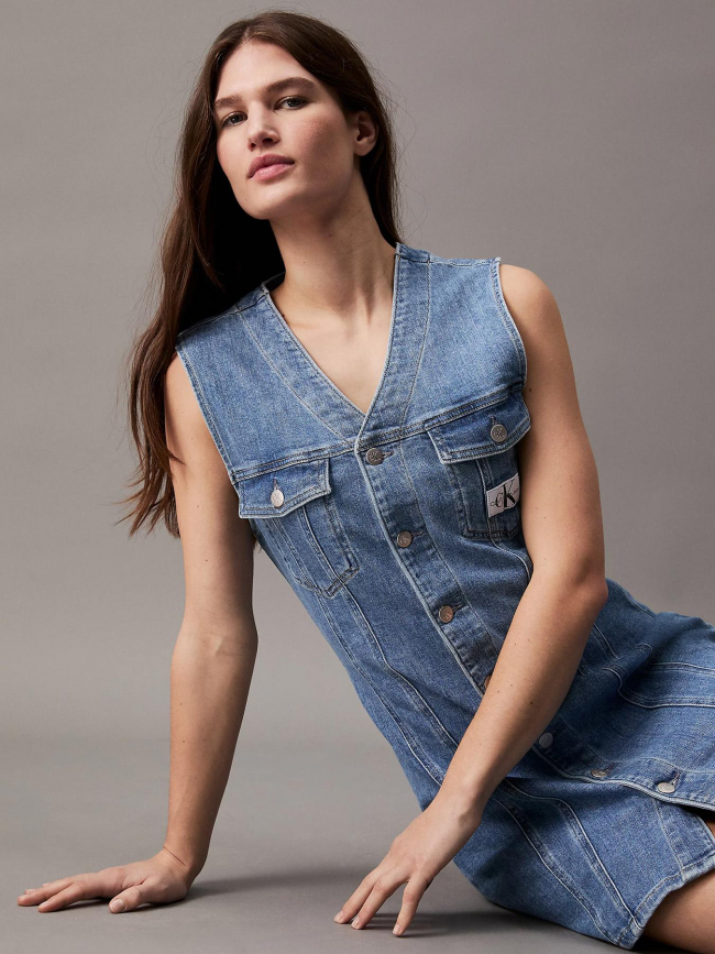 Robe en jean sans manche denim bleu femme- Calvin Klein