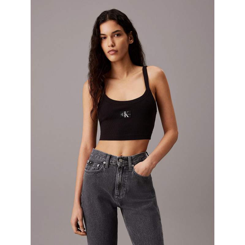 Brassière en coton côtelé noir femme - Calvin Klein Jeans