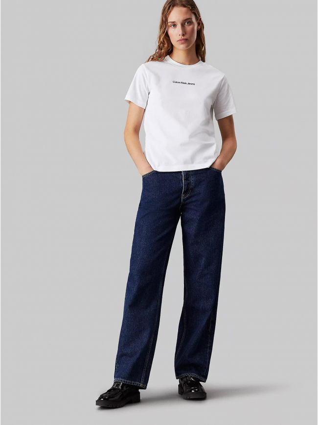 T-shirt institutional straight blanc femme - Calvin Klein Jeans