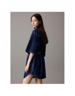 Robe chemise utility belted denim bleu femme - Calvin Klein Jeans