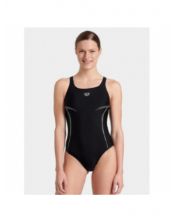 Maillot de bain natation 1 pièce pro file noir argent femme - Arena