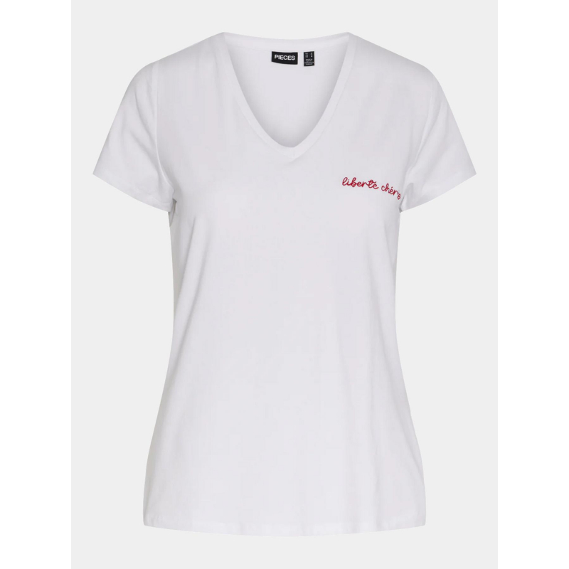 T-shirt liberté chérie blanc femme - Pieces