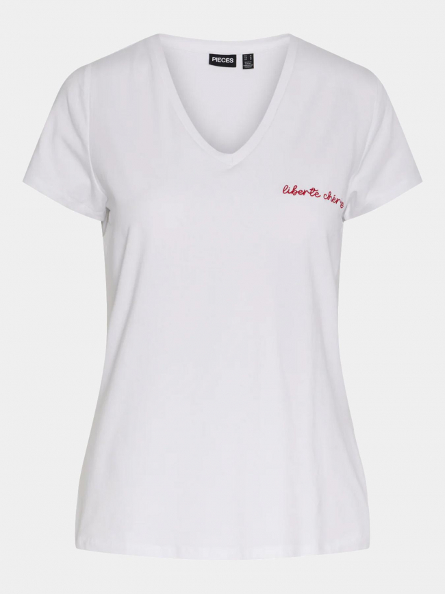 T-shirt liberté chérie blanc femme - Pieces