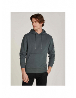 Sweat à capuche badge hoodie gris homme - Calvin Klein