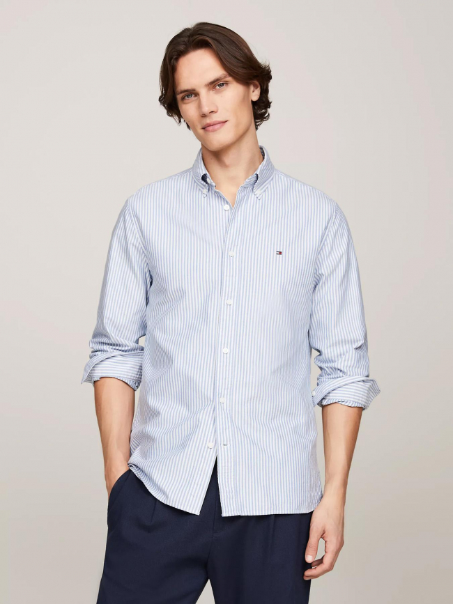 Chemise héritage oxford à rayures bleu blanc homme - Tommy Hilfiger