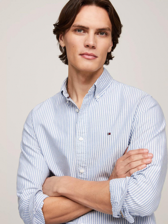 Chemise héritage oxford à rayures bleu blanc homme - Tommy Hilfiger