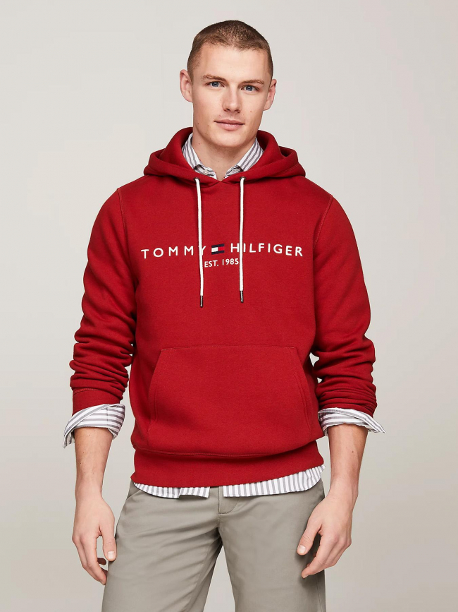 Sweat à capuche logo hoody rouge homme - Tommy Hilfiger