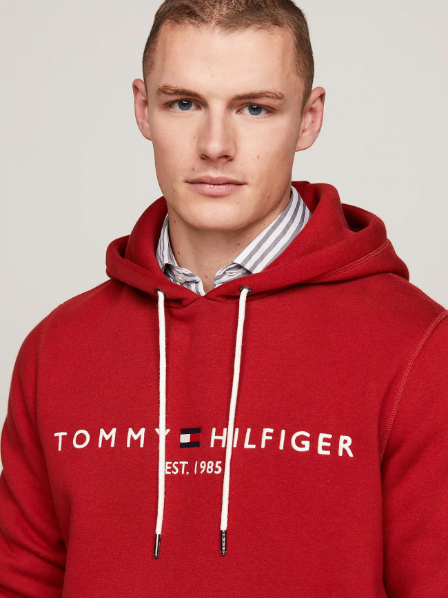 Sweat à capuche logo hoody rouge homme - Tommy Hilfiger