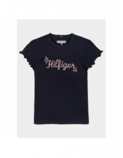 T-shirt flower glitter reg noir enfant - Tommy Hilfiger