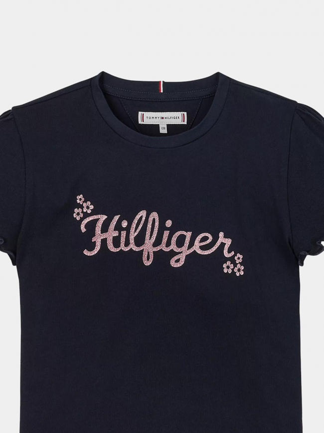 T-shirt flower glitter reg noir enfant - Tommy Hilfiger