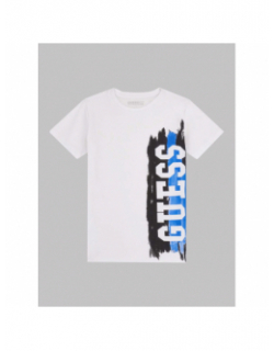 T-shirt logo blanc bleu noir garçon - Guess