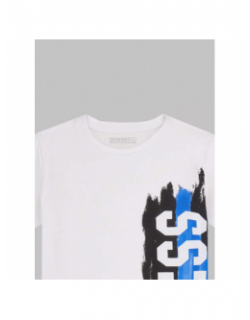 T-shirt logo blanc bleu noir garçon - Guess