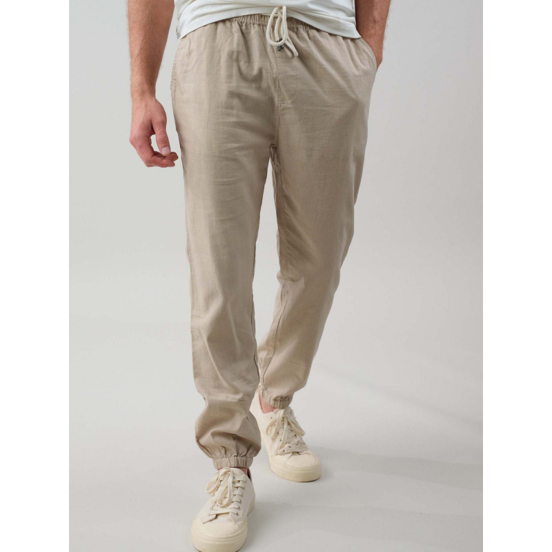 Pantalon en lin mezel beige homme - Deeluxe