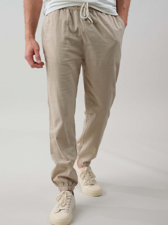 Pantalon en lin mezel beige homme - Deeluxe