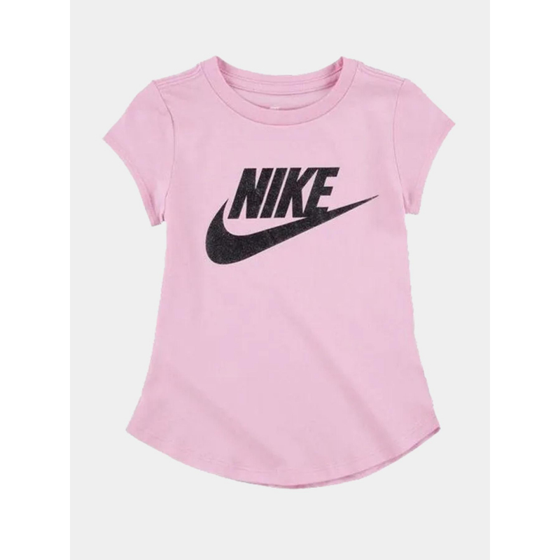 T-shirt logo paillette futura rose fille - Nike