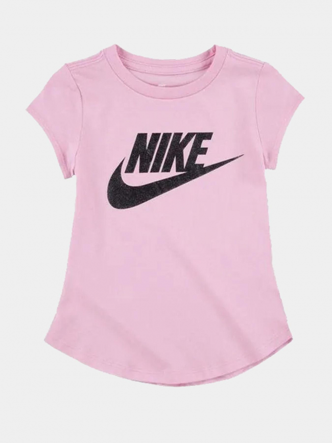 T-shirt logo paillette futura rose fille - Nike