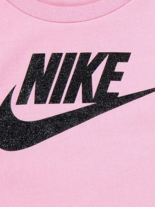 T-shirt logo paillette futura rose fille - Nike