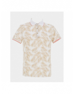 Polo imprimé grust blanc beige homme - Benson & Cherry