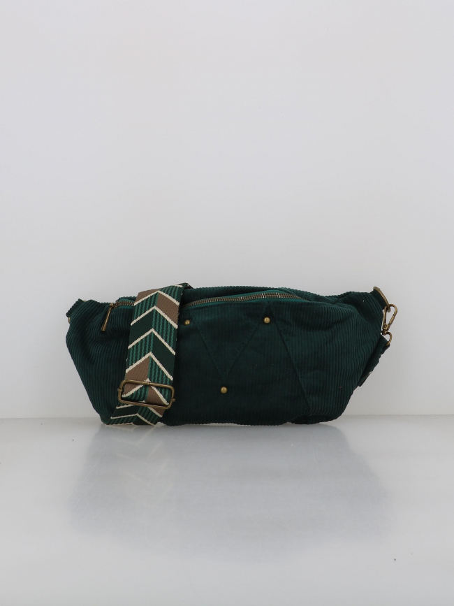 Sac banane jenny velvet vert femme - Pieces