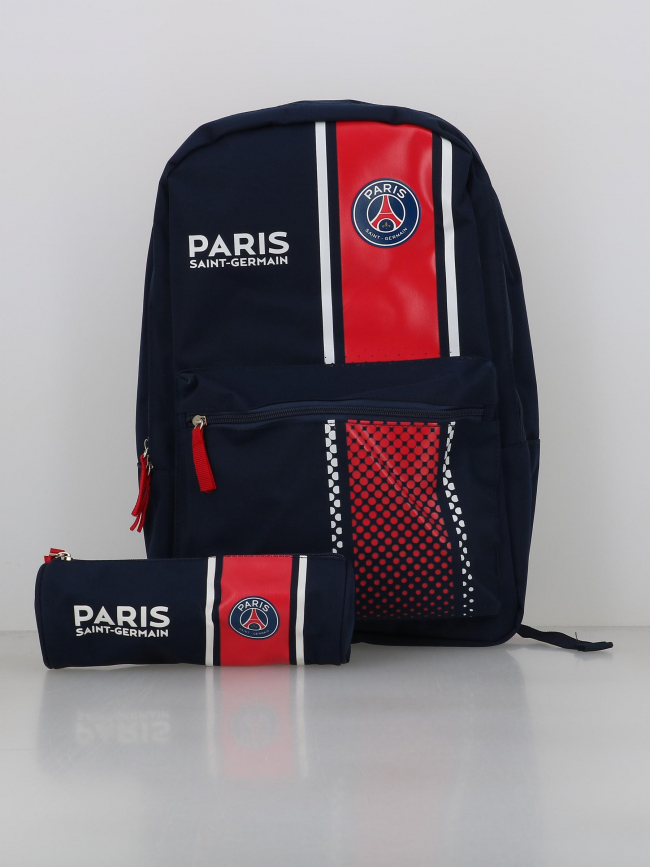 Sac a dos 2 compartiments + trousse bleu marine adulte - PSG